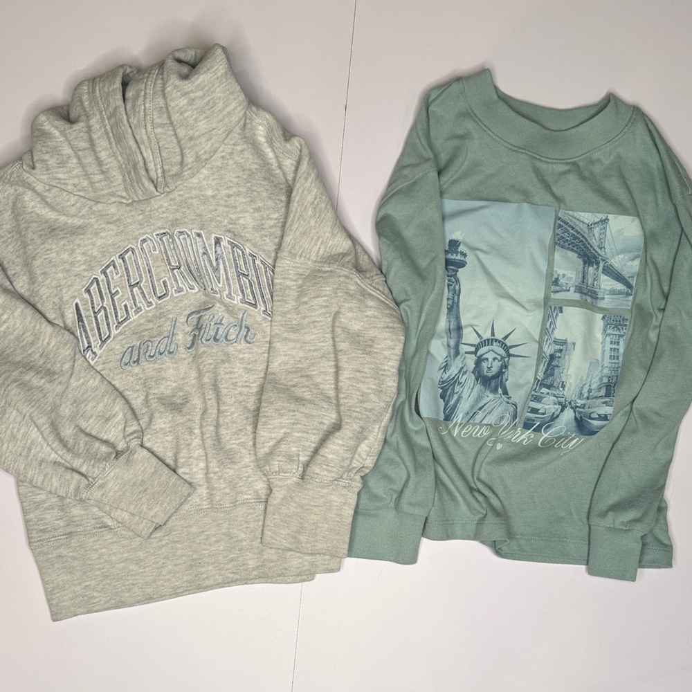 Abercrombie & Fitch Light Gray Hoodie and Mint NYC Shirt